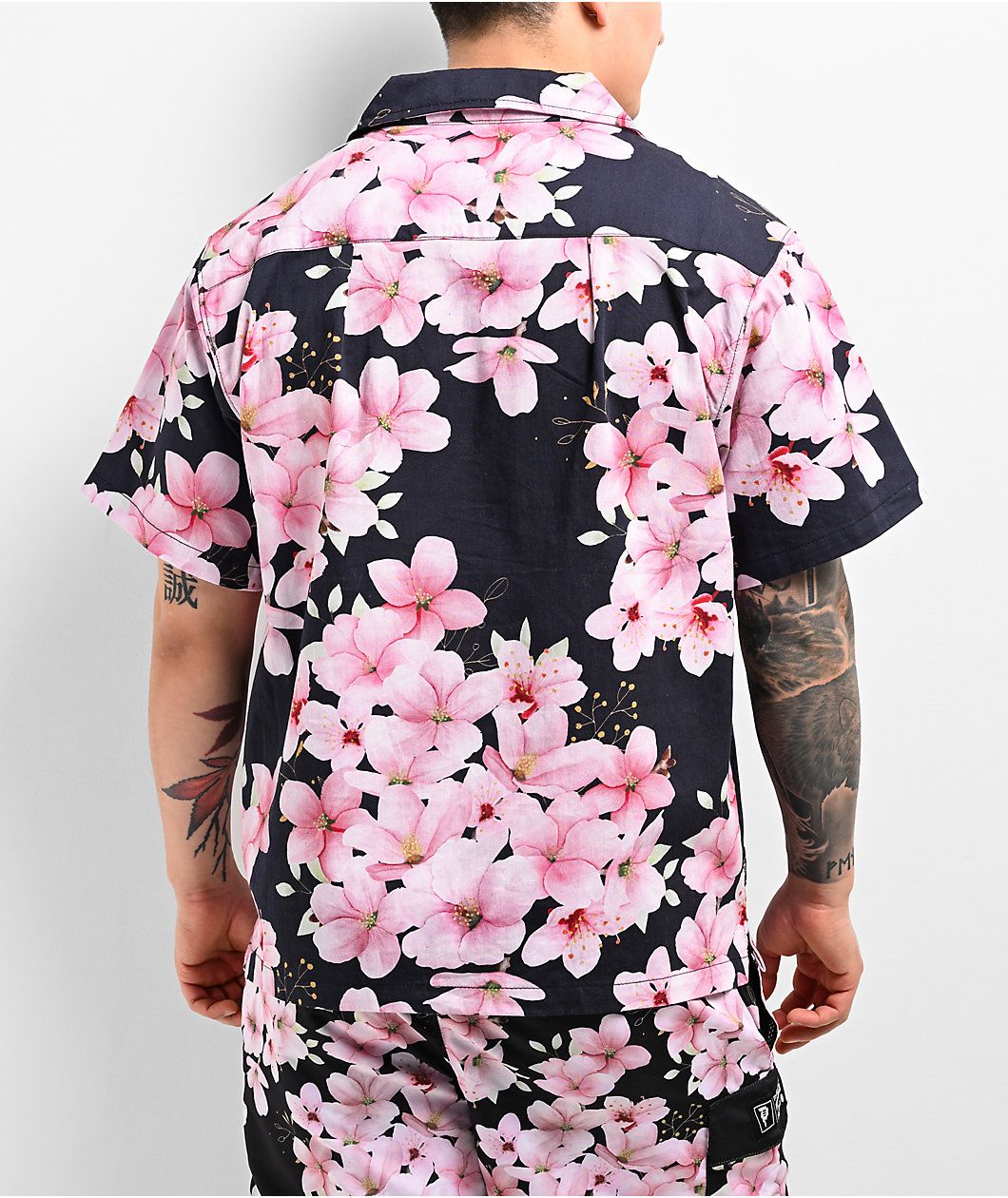 Primitive Sakura Black & Pink Short Sleeve Shirt