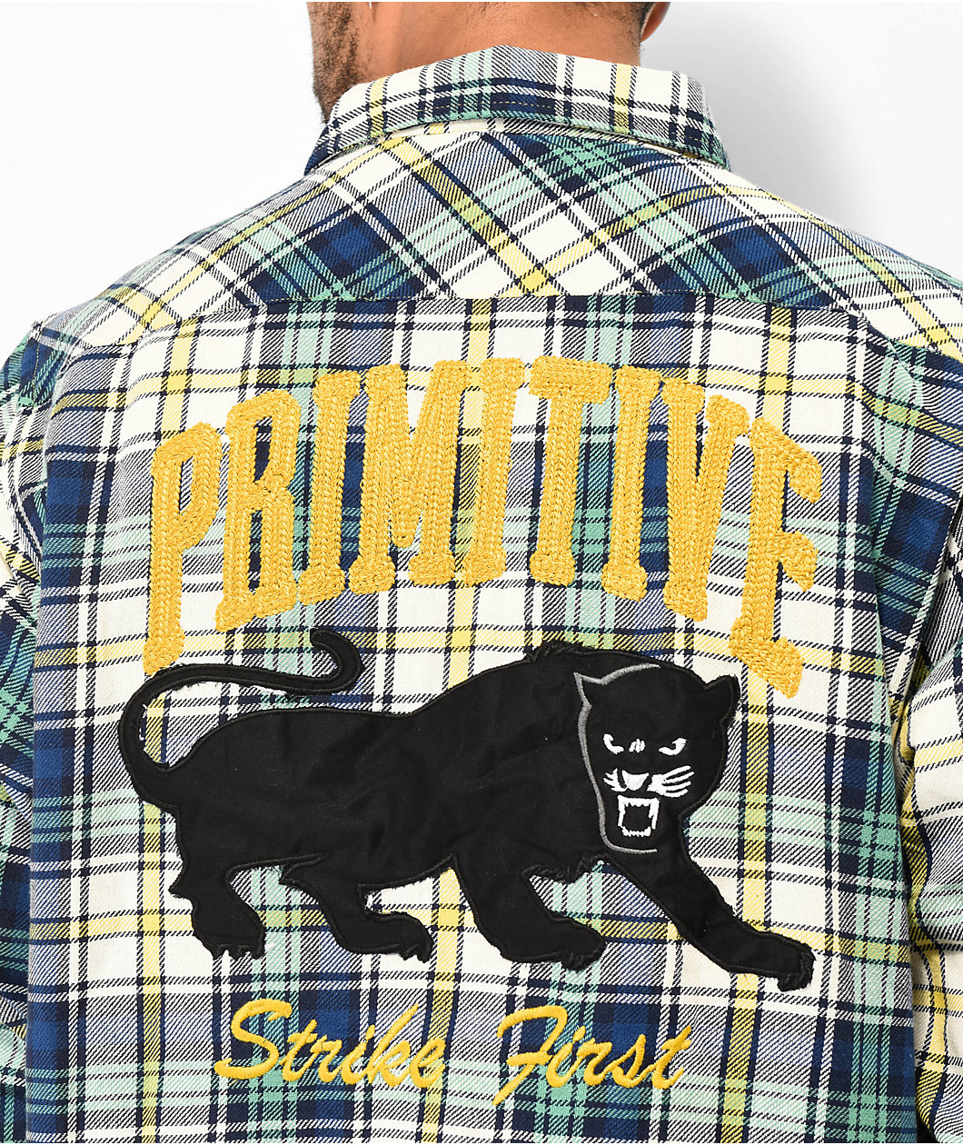 Primitive Strike Blue, Green & Yellow Flannel Shirt