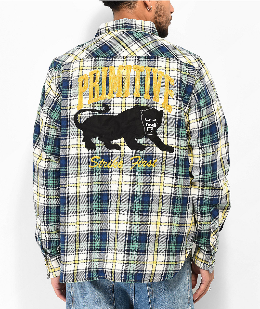 Primitive Strike Blue, Green & Yellow Flannel Shirt