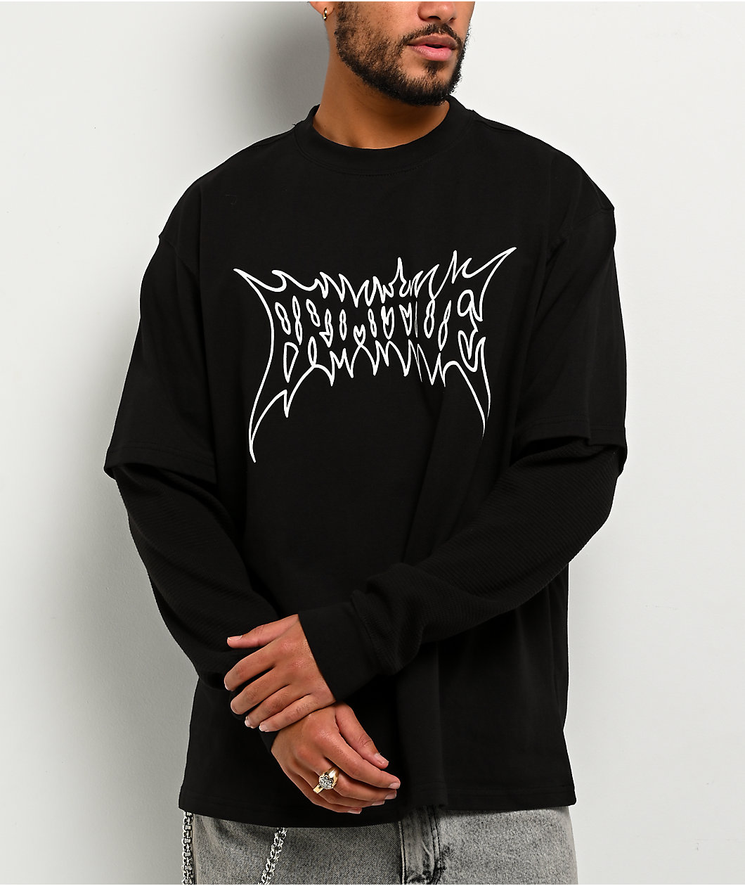 Primitive Threat Black 2Fer Long Sleeve T-Shirt