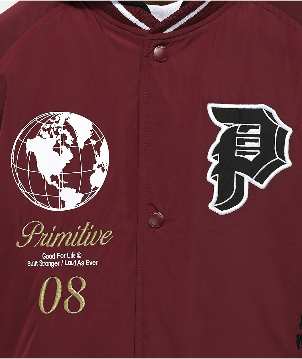 Primitive Two-fer Wine Hooded Varsity Jacket