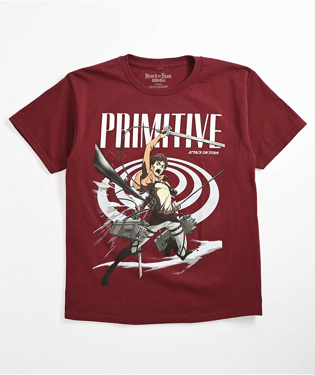 Primitive x Attack On Titan Kids Eren Dark Red T-Shirt