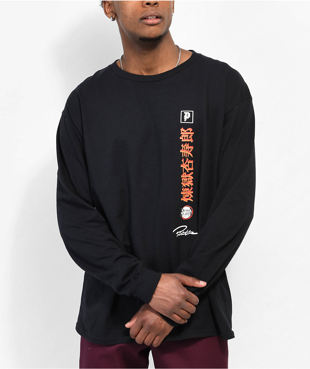 Primitive x Demon Slayer Kyojuro Black Long Sleeve T-Shirt