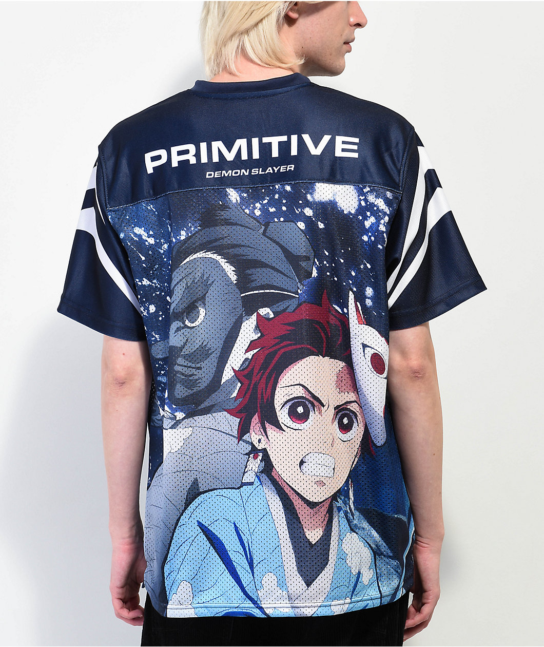 Primitive x Demon Slayer Tanjiro Blue Football Jersey