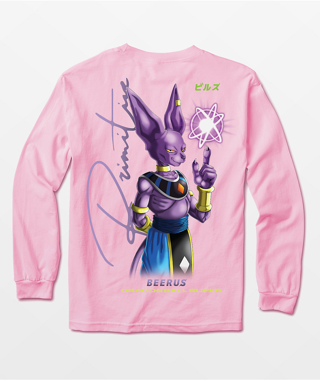 Primitive x Dragon Ball Super Beerus Orb Pink Long Sleeve T-Shirt