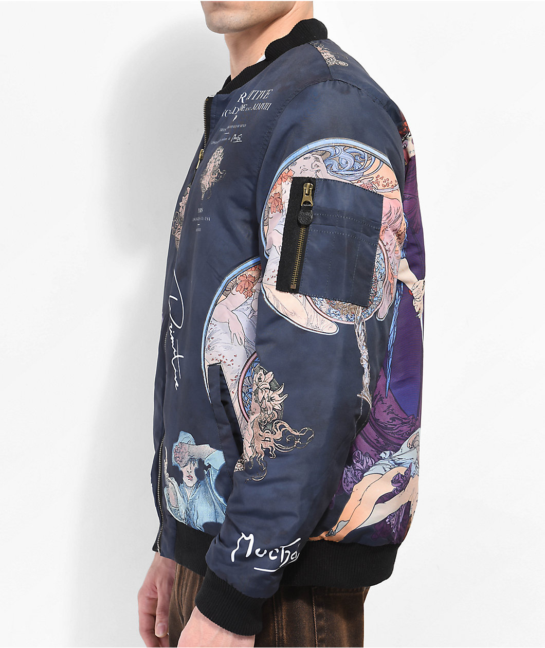 Primitive x Mucha Tragedy Navy Bomber Jacket