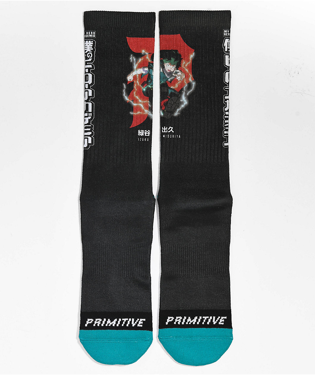 Primitive x My Hero Academia Izuku Midoriya Black Crew Socks