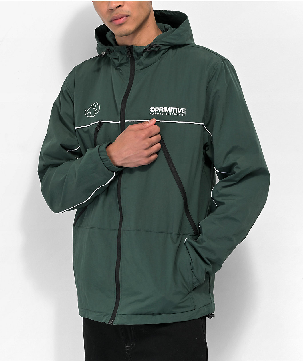 Primitive x Naruto Shippuden Itachi Green Windbreaker Jacket