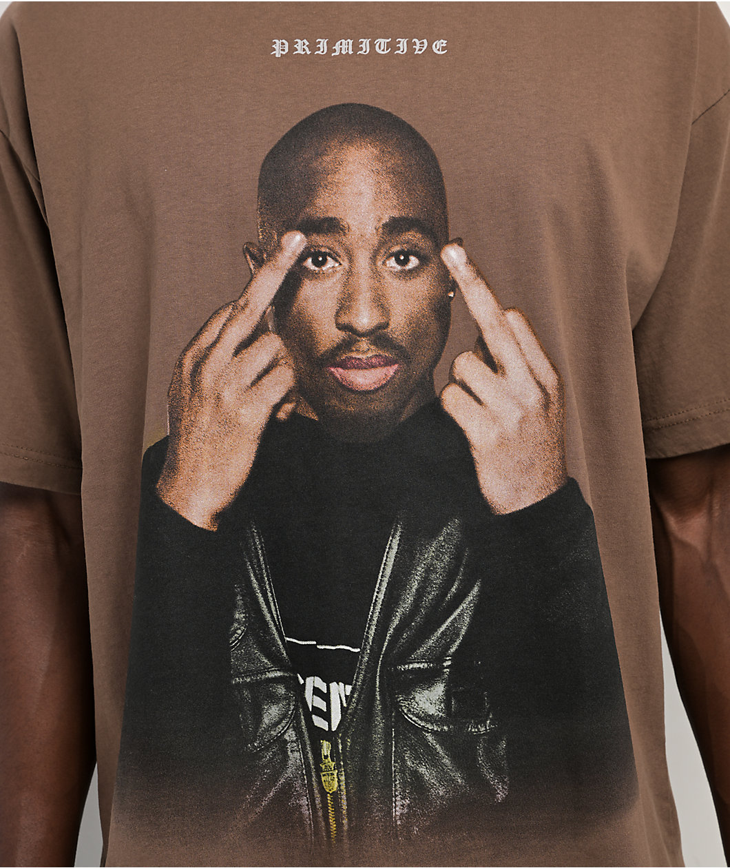 Primitive x Tupac Icon Brown Heavyweight T-Shirt