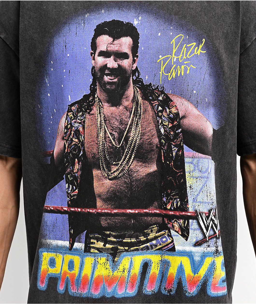 Primitive x WWE Razor Ramon Black Wash Heavyweight T-Shirt