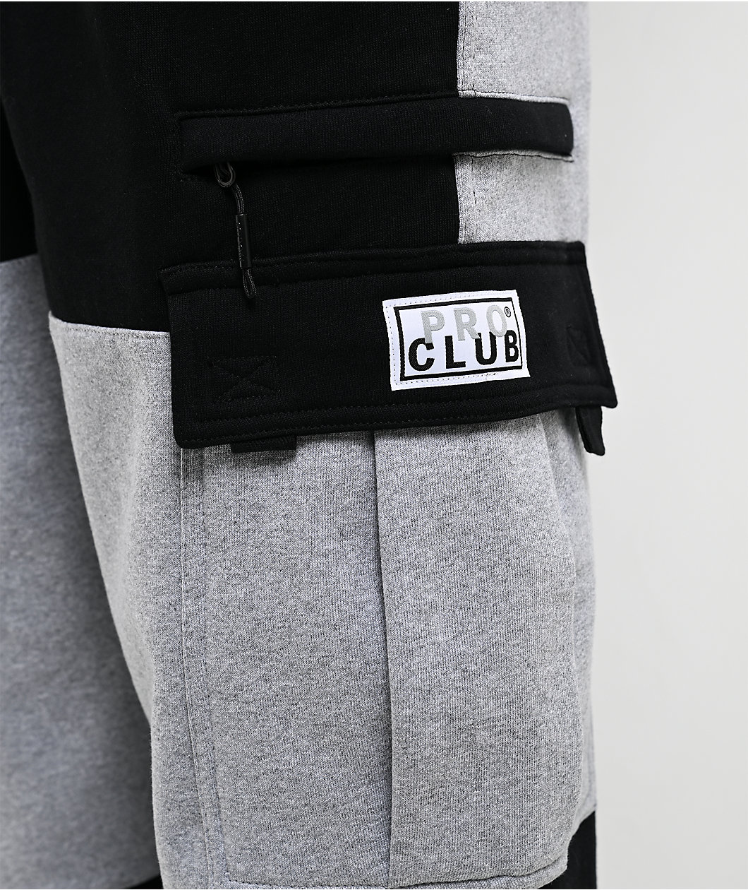 Pro Club Color Block Black & Grey Heavyweight Cargo Sweatpants