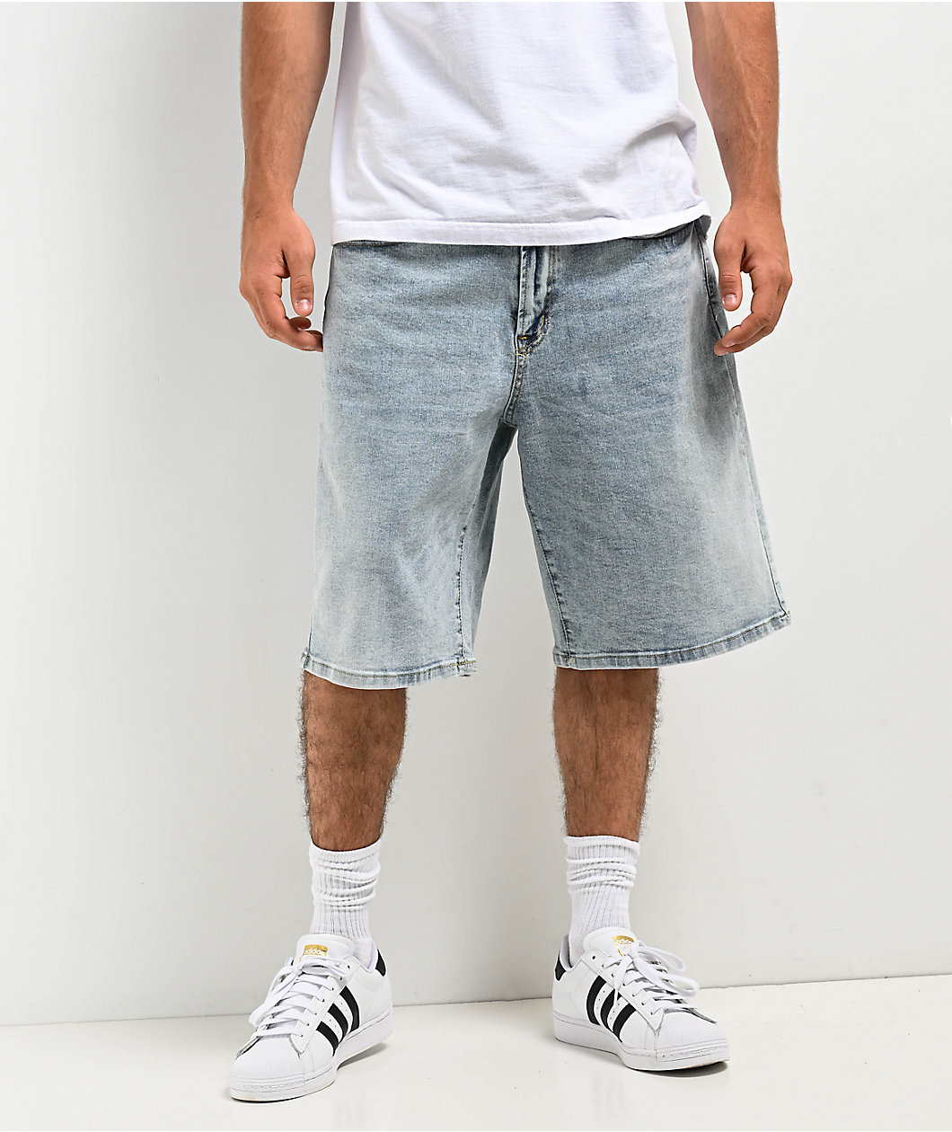 Pro Club Heavyweight Relaxed Fit Light Stonewash Denim Shorts