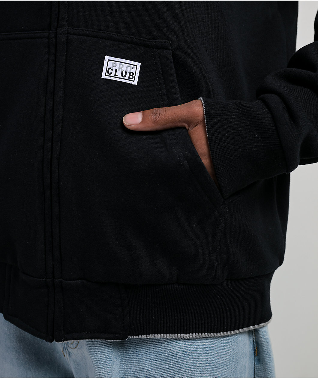 Pro Club Heavyweight Reversible Thermal Grey & Black Zip Hoodie