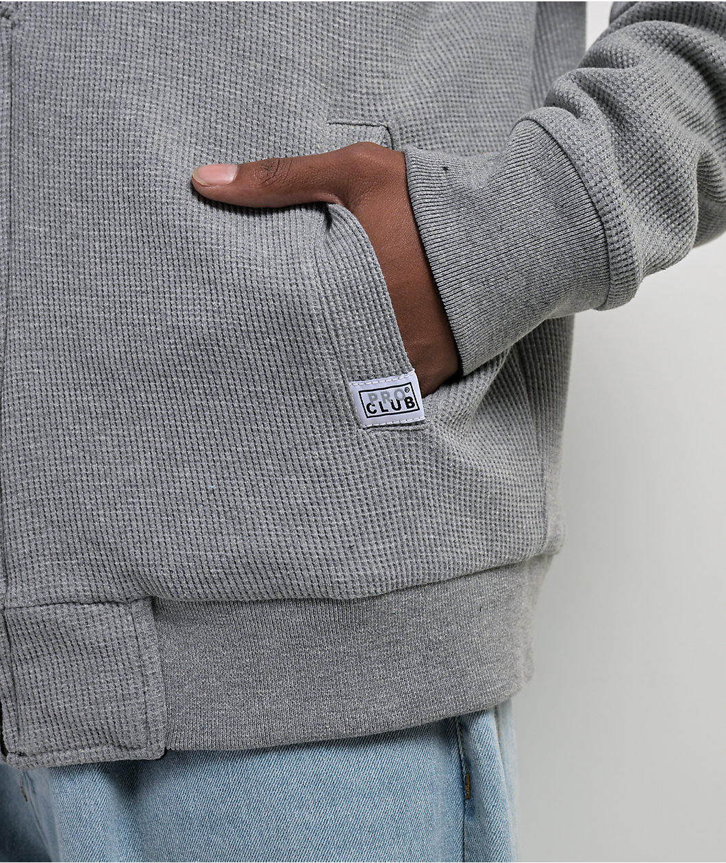 Pro Club Heavyweight Reversible Thermal Grey & Black Zip Hoodie