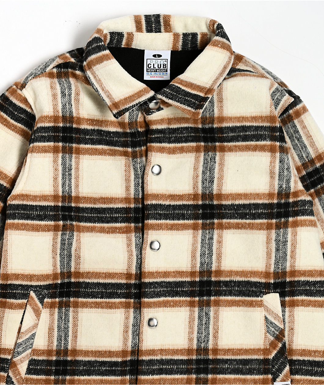 Pro Club Kids Brown Cream Plaid Flannel Jacket