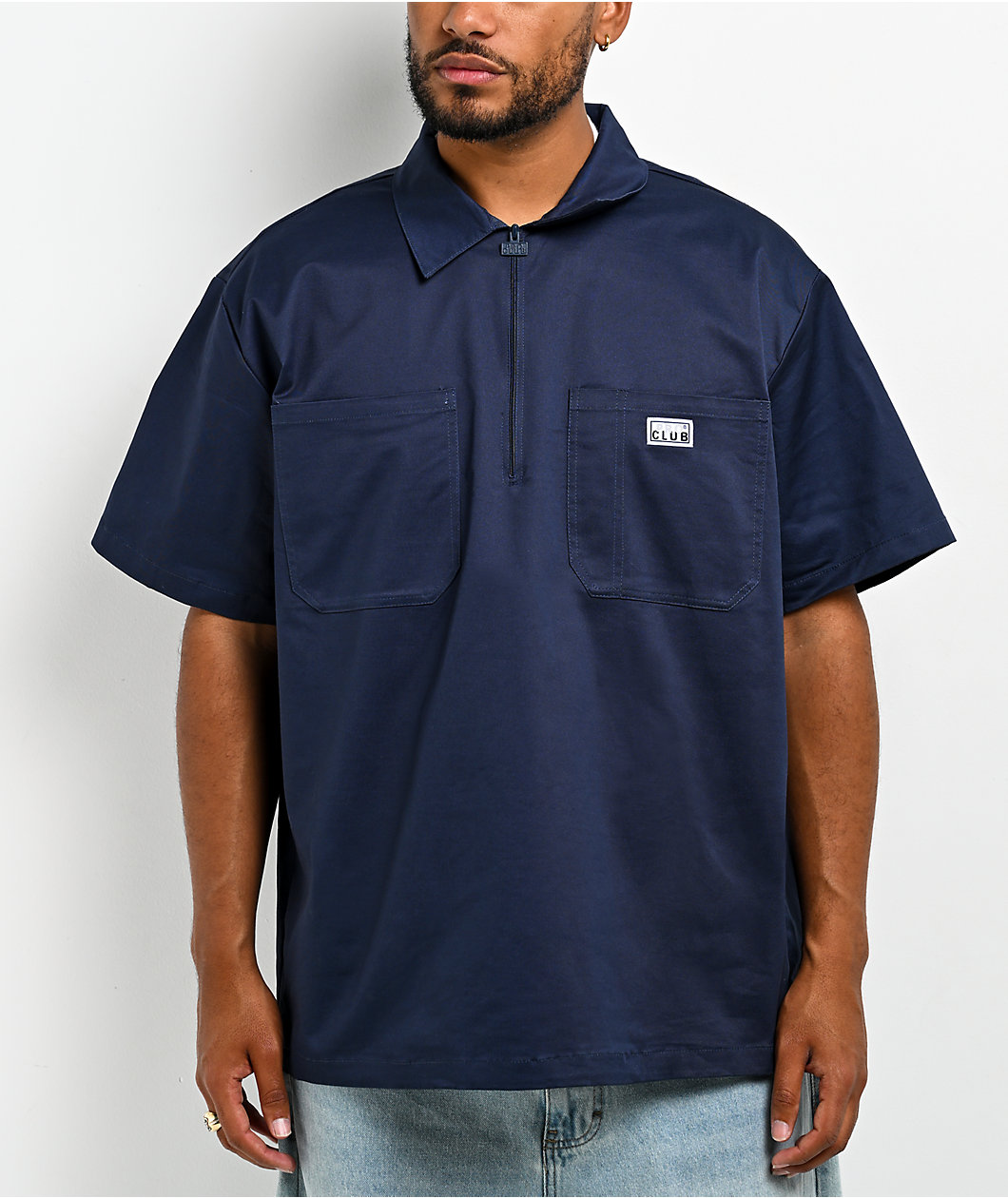 Pro Club Navy Quarter Zip Work Shirt