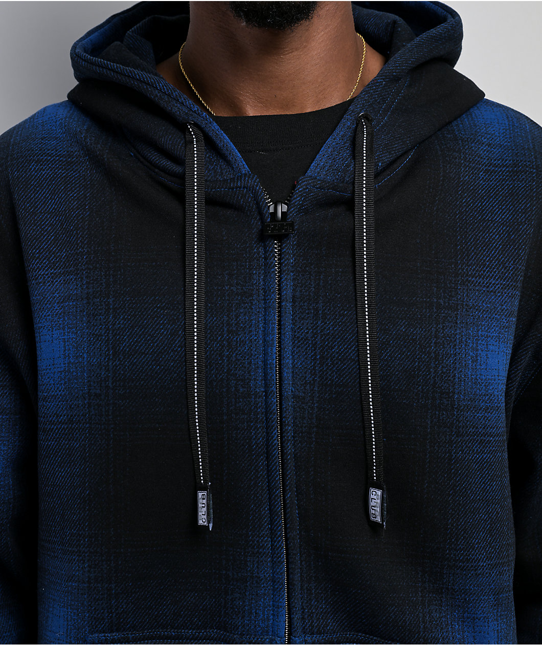 Pro Club Ombre Heavyweight Blue & Black Zip Hoodie
