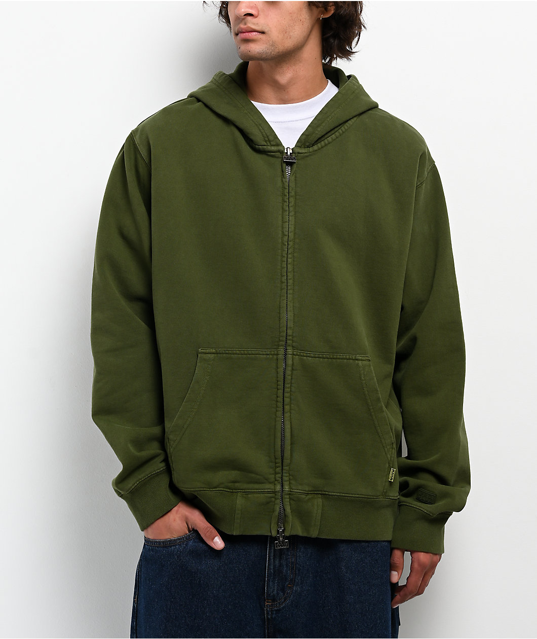 Pro Club Vintage Green Zip Hoodie