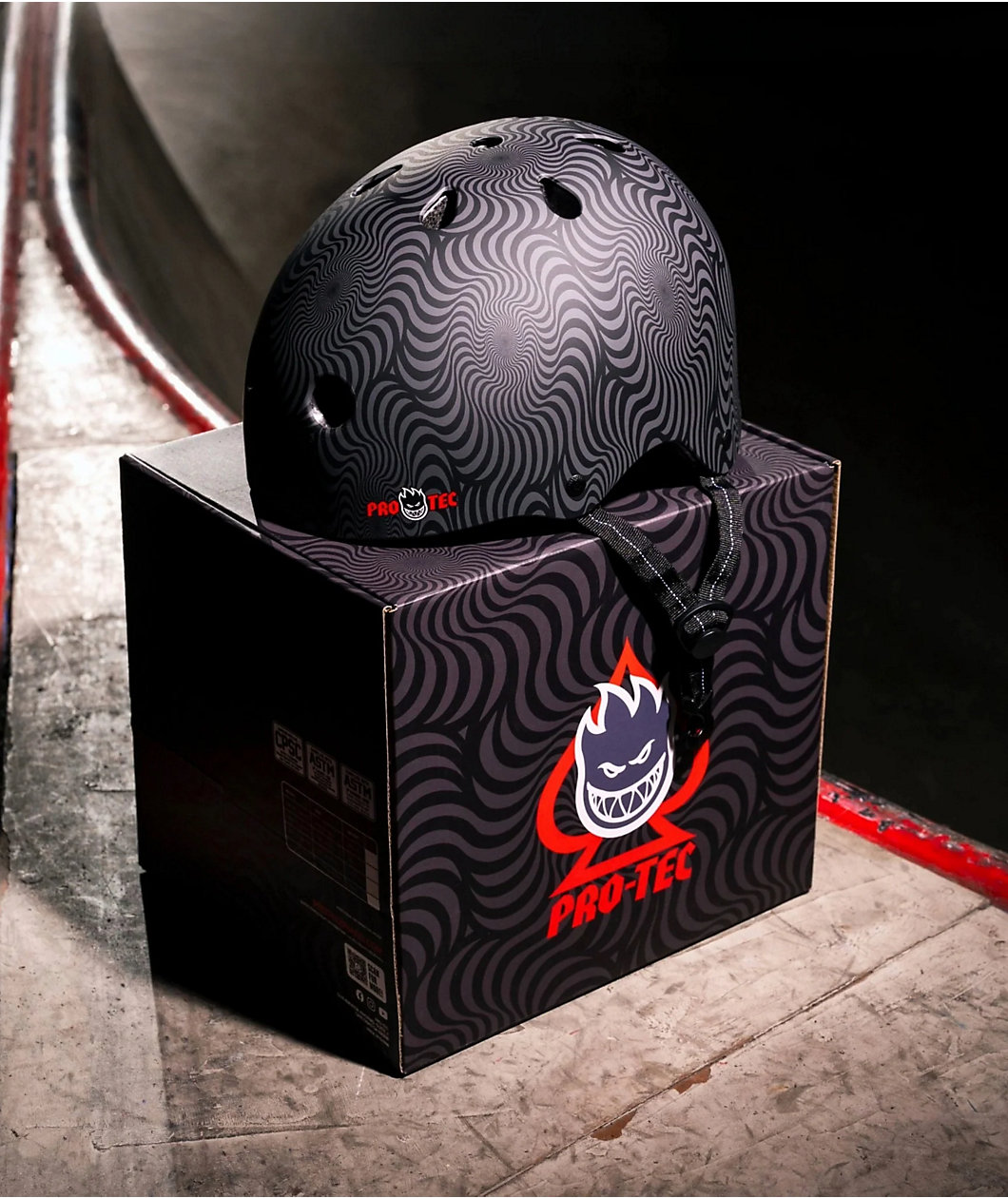 Pro-Tec x Spitfire Low Pro Certified Black Swirl Skateboard Helmet