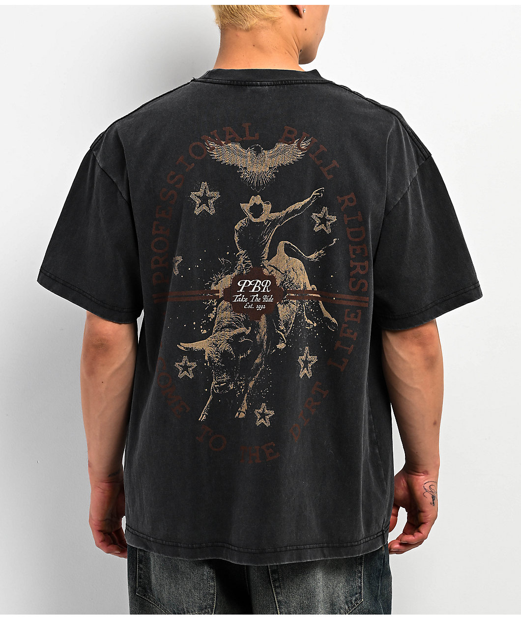 Professional Bull Riders All Heart Black Wash T-Shirt