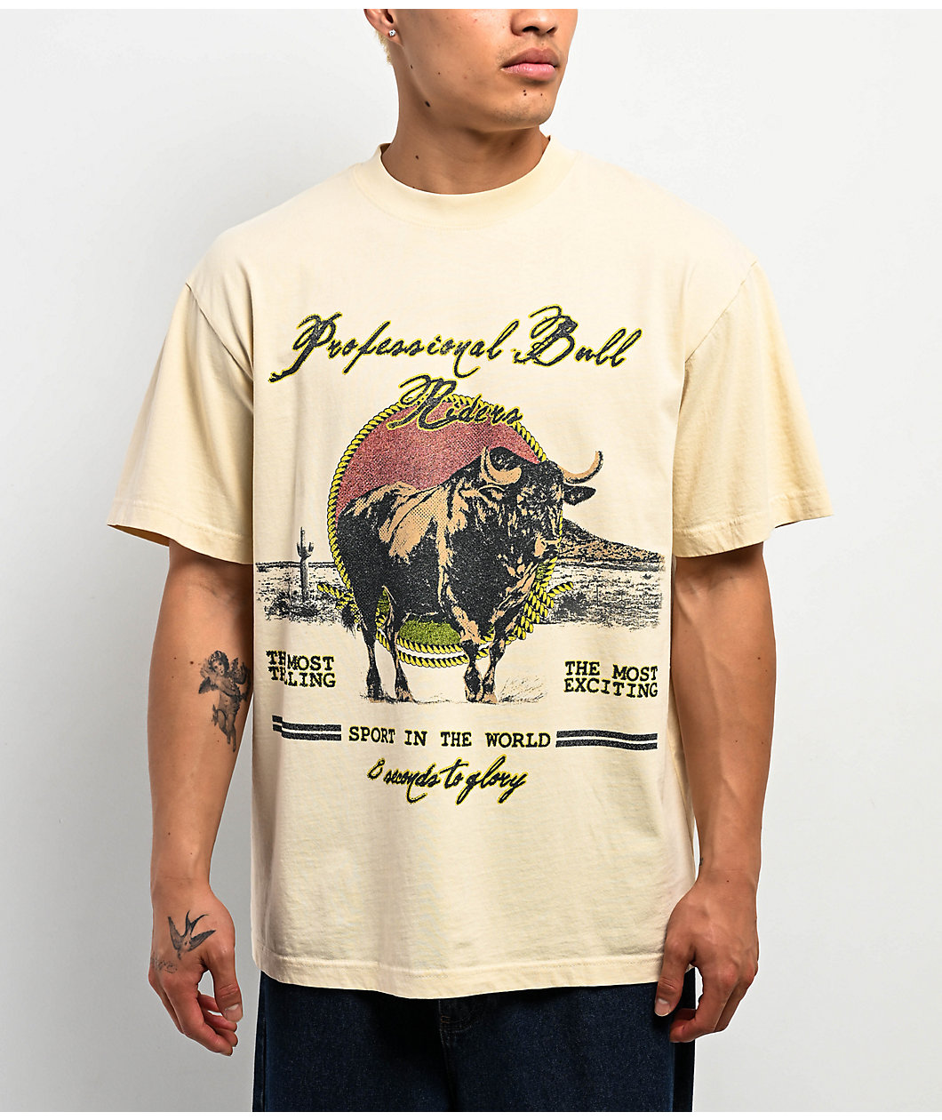 Professional Bull Riders Rise And Run Cream T-Shirt