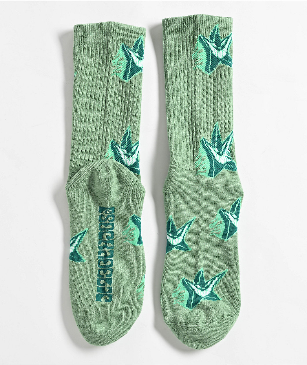 Psockadelic Evil Star Green Crew Socks