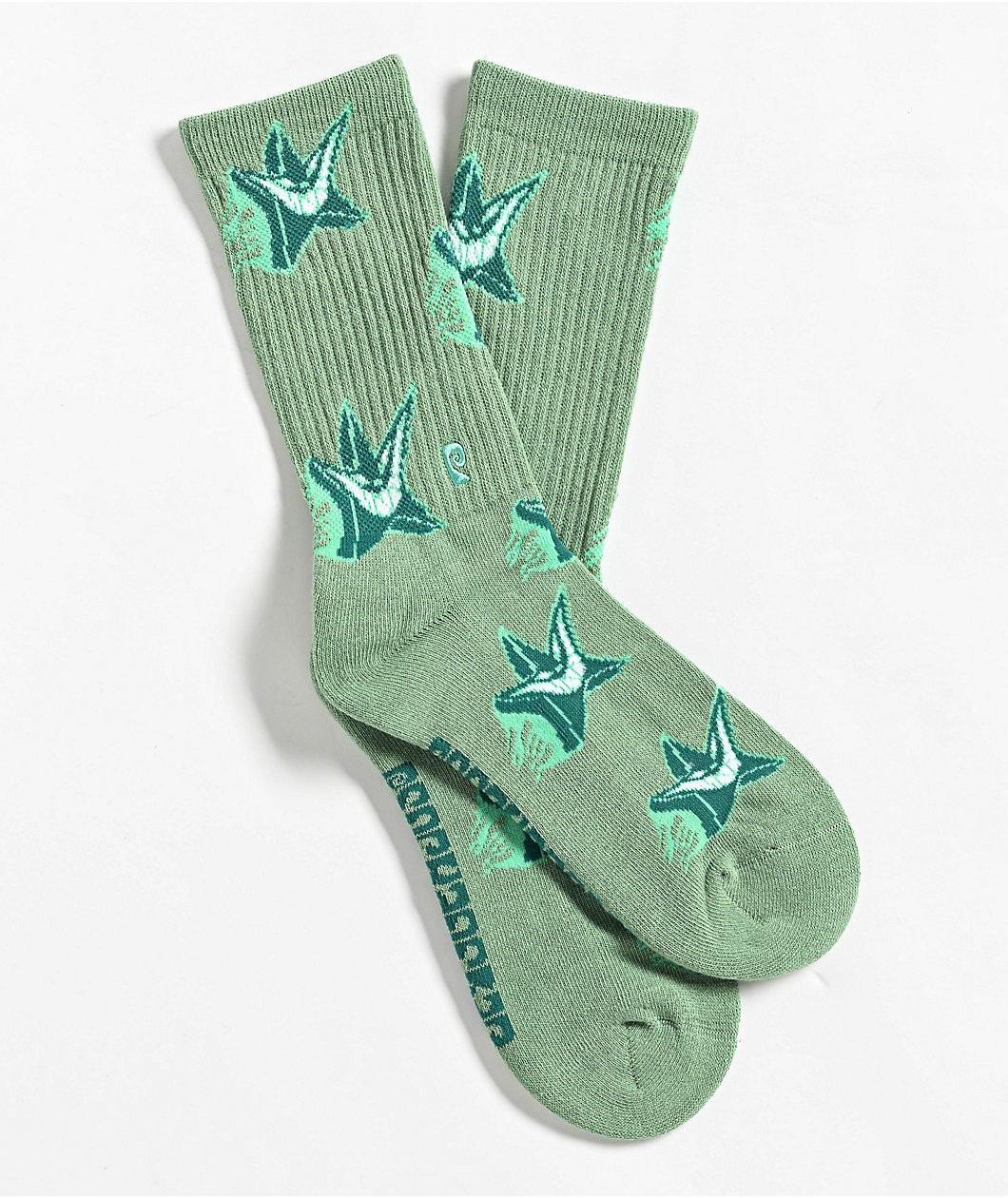 Psockadelic Evil Star Green Crew Socks