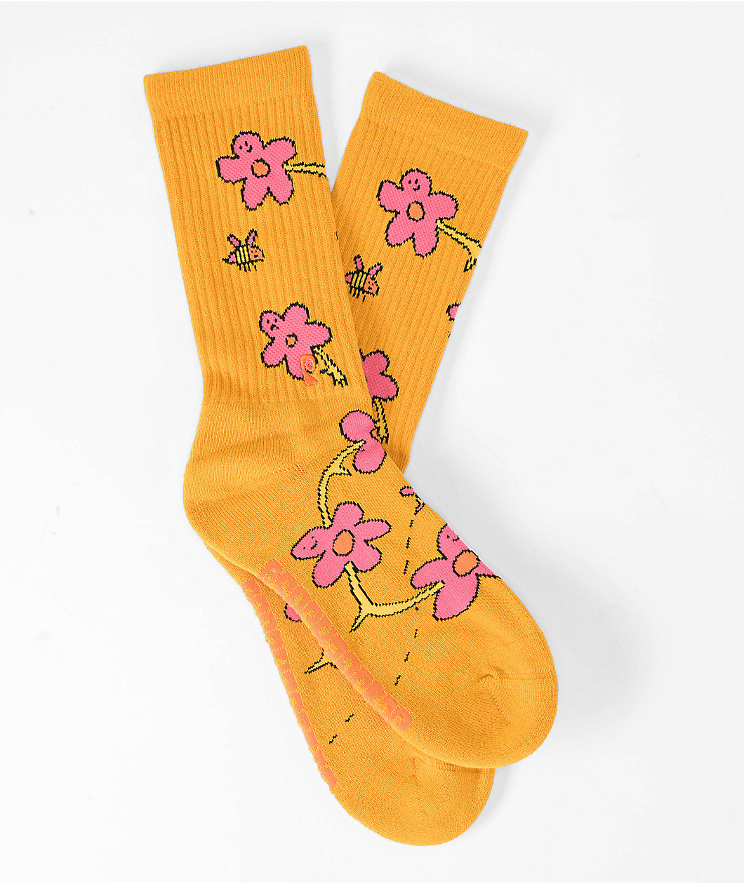 Psockadelic Franky's Flowers Orange Crew Socks