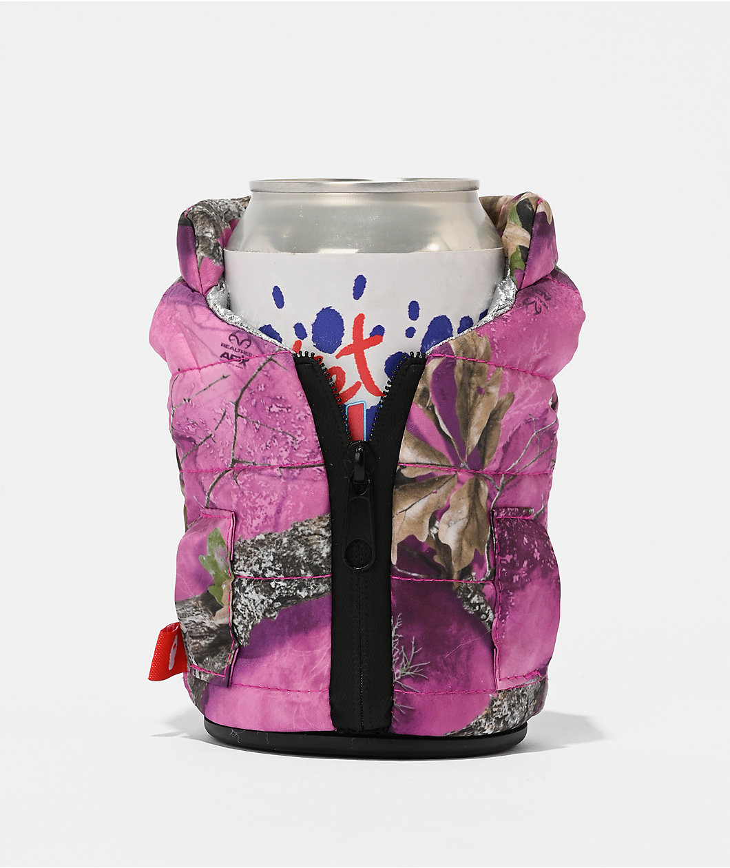 Puffin x Realtree The Puffy Vest Pink Camo Can Cooler