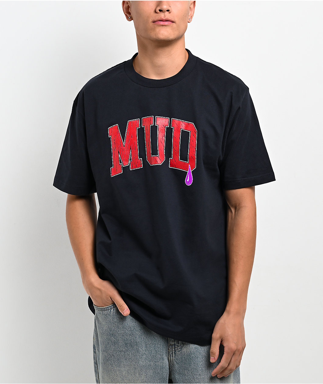Purple Wax Block Navy T-Shirt