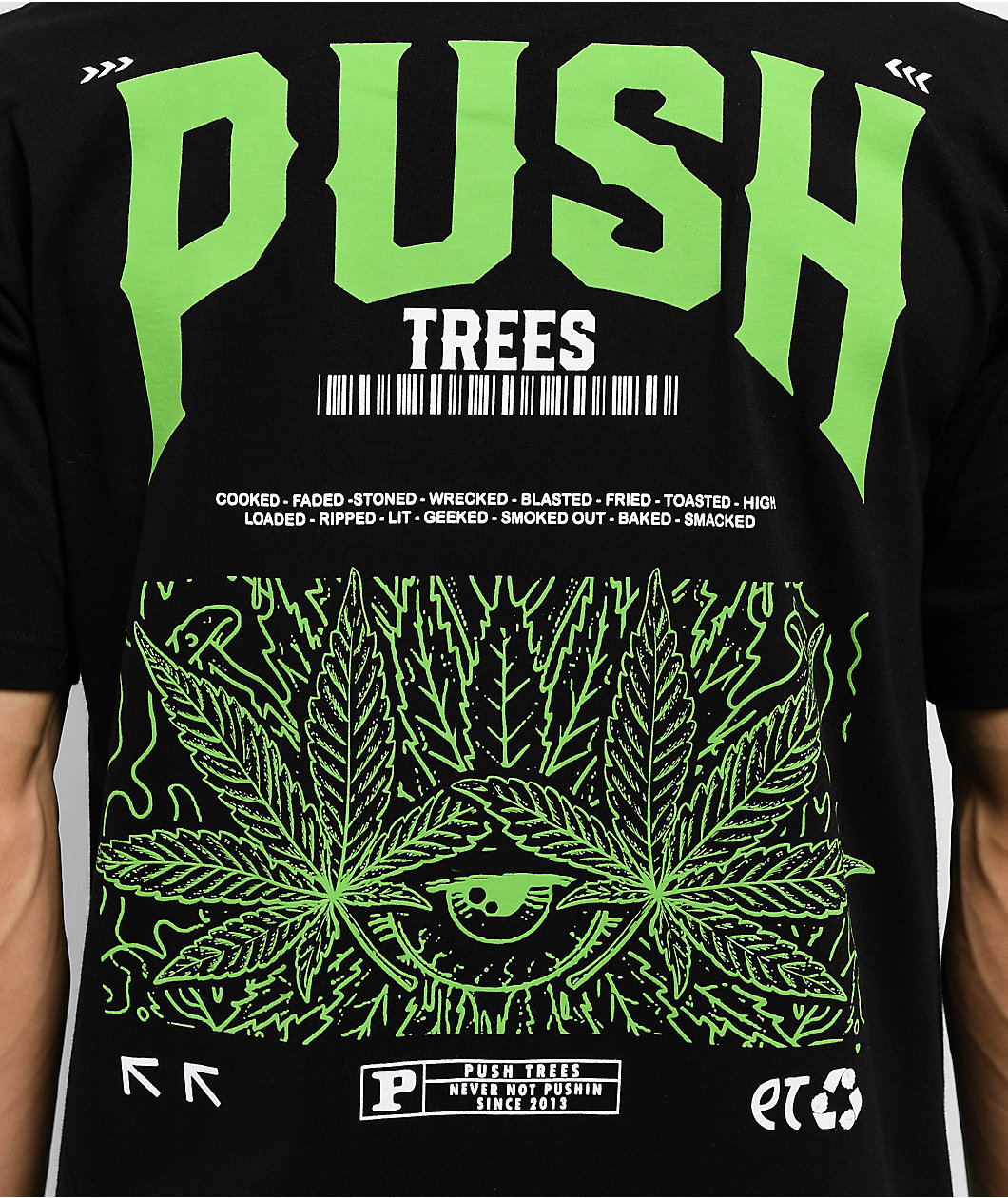 Push Trees Delusional Black T-Shirt