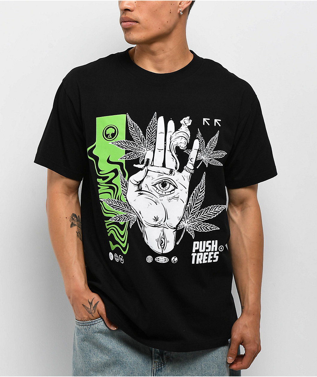 Push Trees Delusional Black T-Shirt