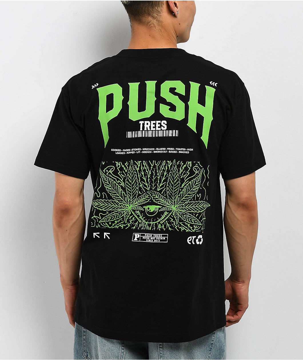Push Trees Delusional Black T-Shirt