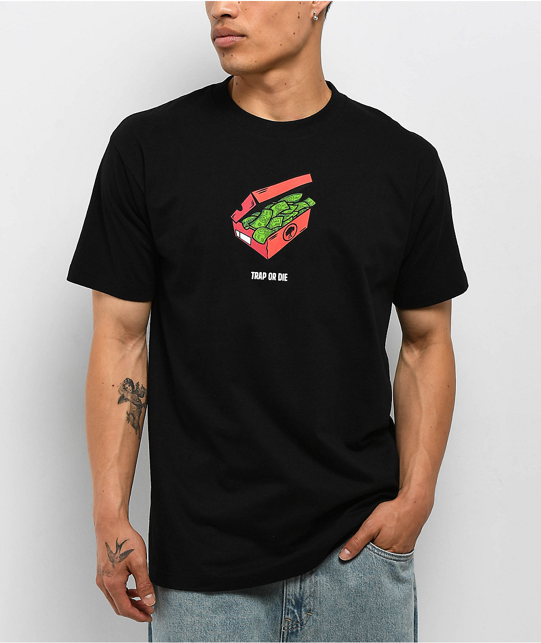 Push Trees Shoe Box Money Black T-Shirt