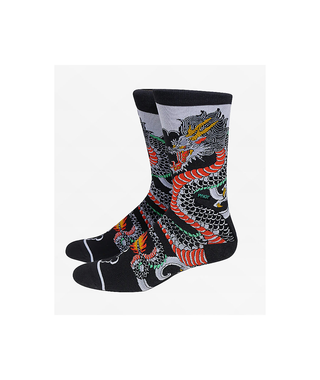 Pyvot Way Of The Dragon Black Crew Socks