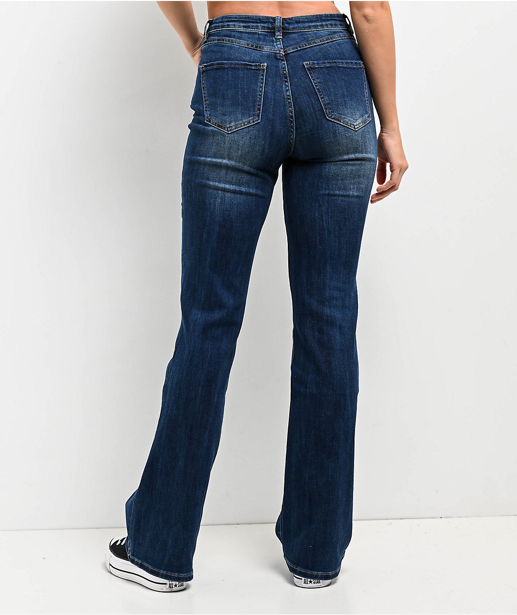 Q2 Flaire Dark Blue Wash Denim Jeans