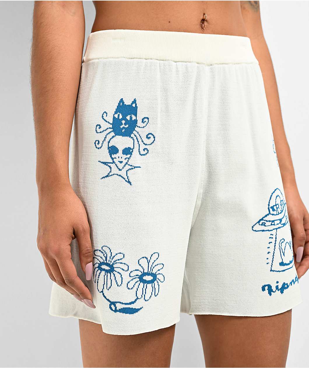 RIPNDIP Blonded Knit Reversible Off White Shorts