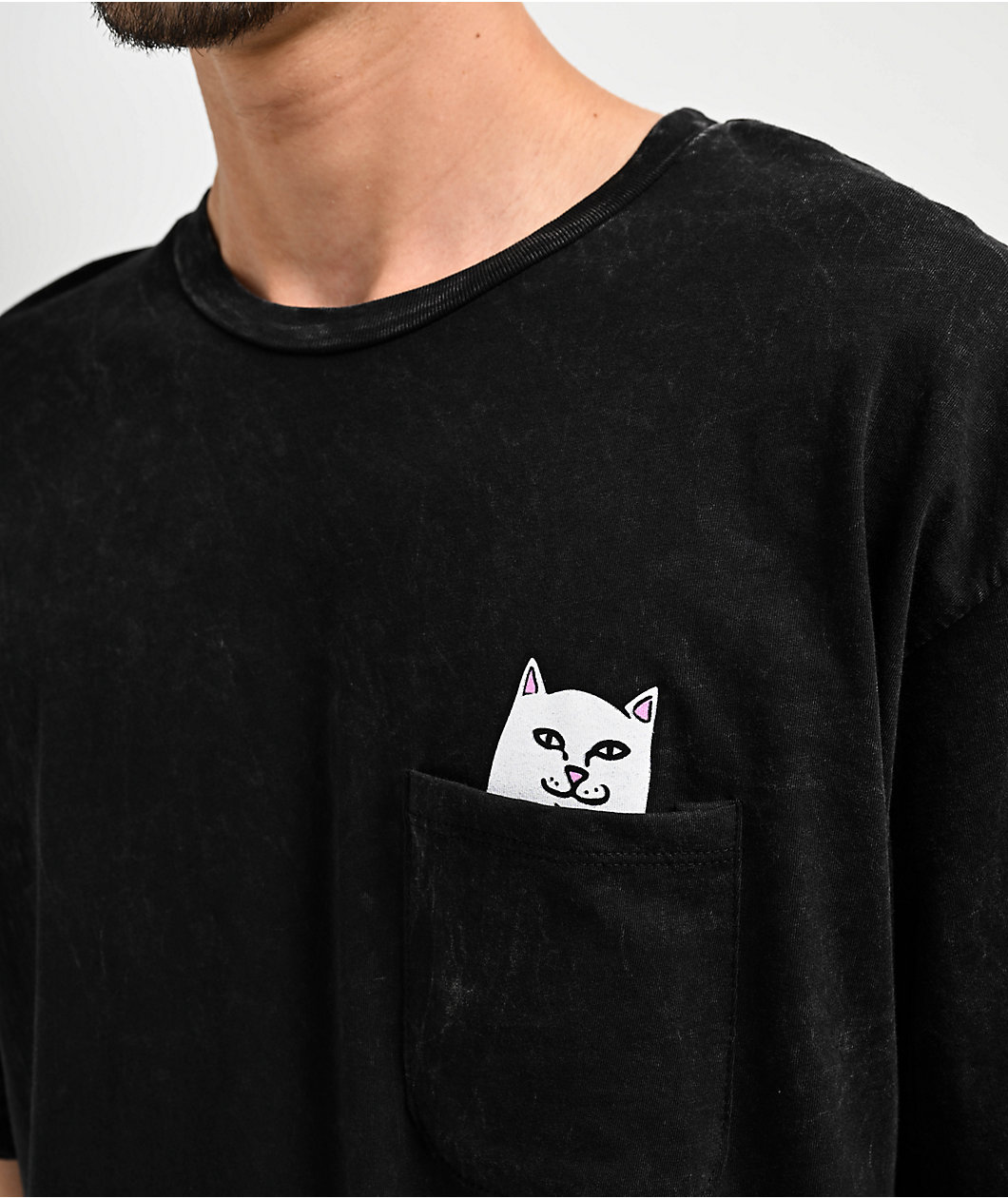 RIPNDIP Lord Nermal Black Mineral Wash Pocket T-Shirt