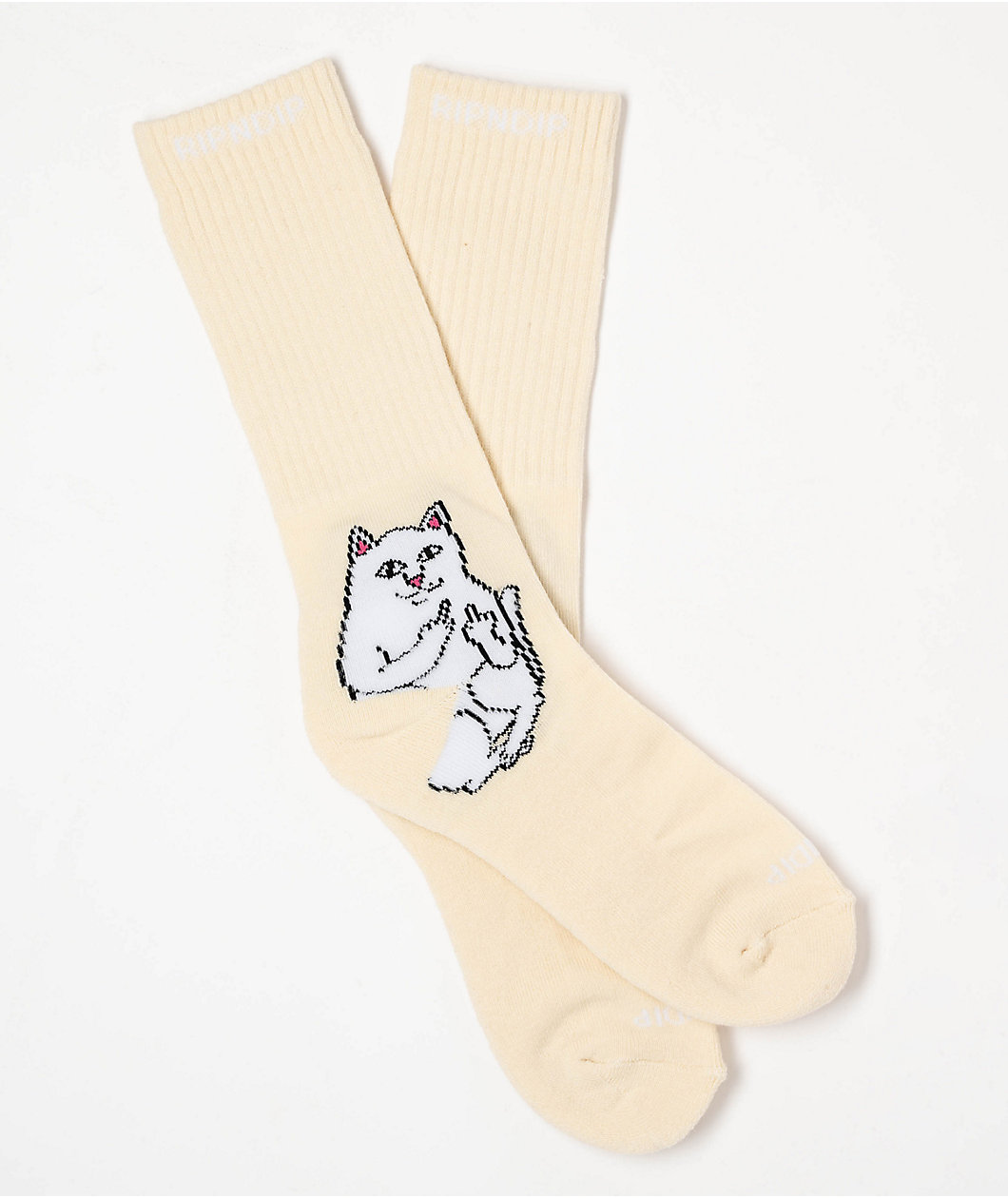 RIPNDIP Lord Nermal Off-White Crew Socks