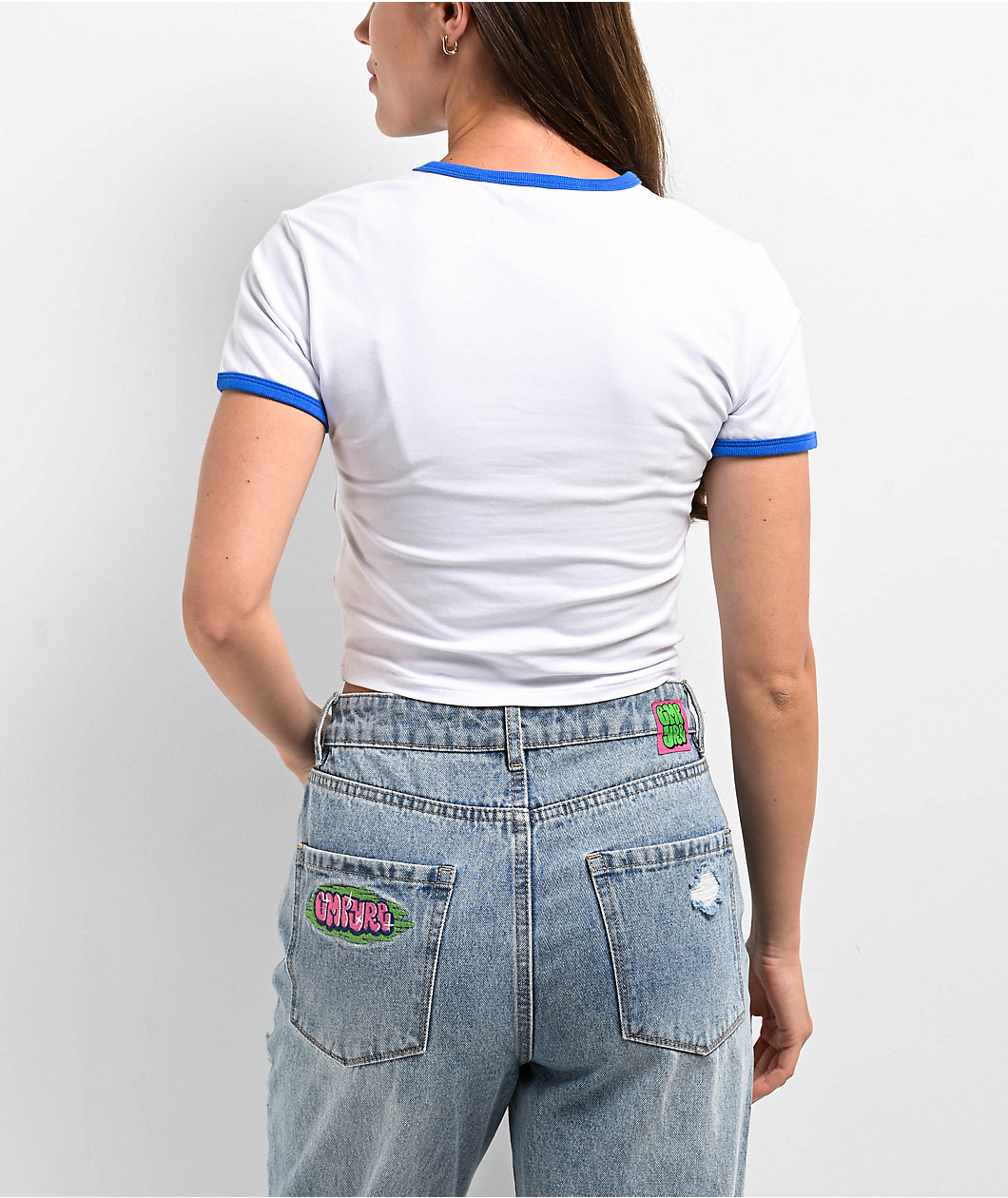 RIPNDIP Los White & Blue Crop Ringer T-Shirt