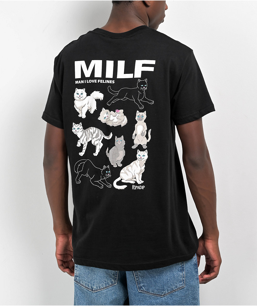 RIPNDIP Man I love Felines Black T-Shirt