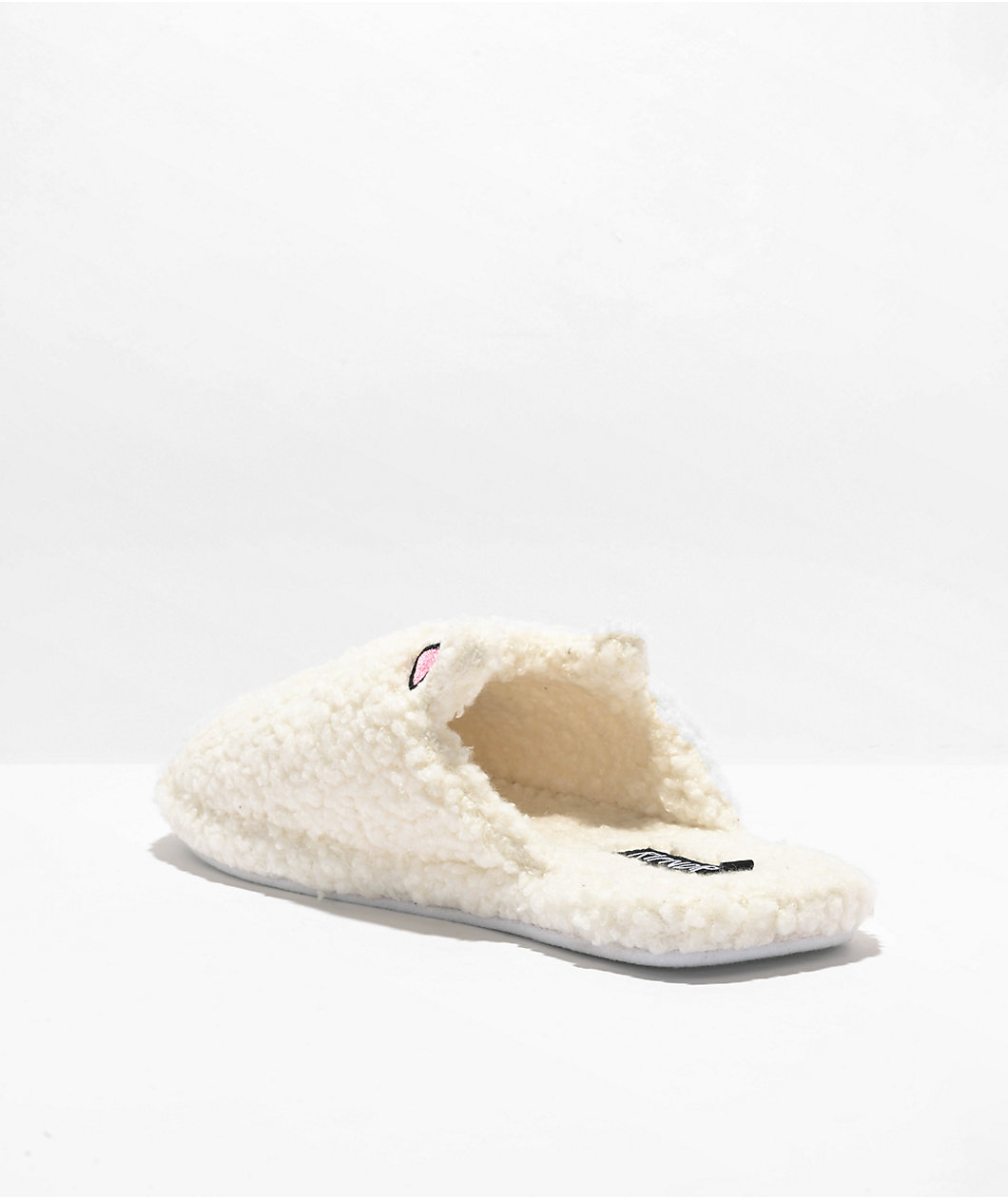 RIPNDIP Nerm Face White Fuzzy Slide Slippers