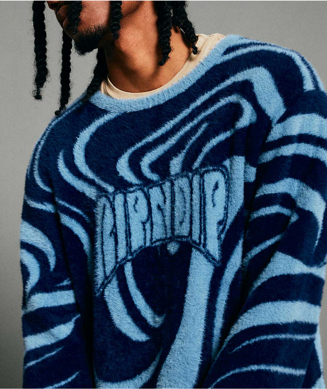 RIPNDIP Psychedelic Fuzzy Navy Sweater