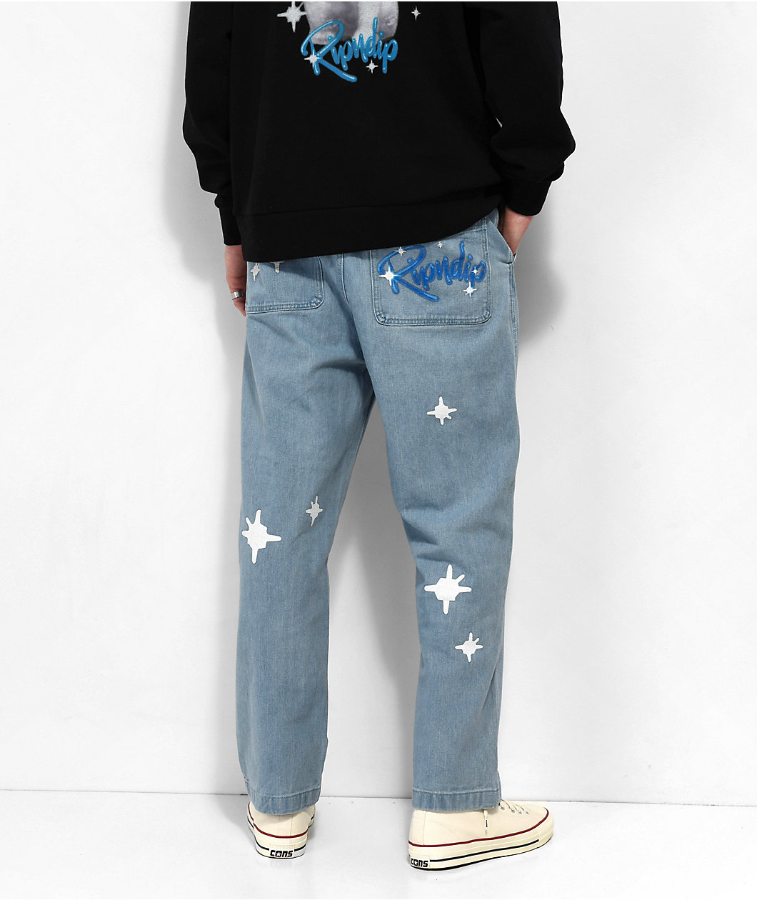 RIPNDIP Sprinkles Wide Leg Blue Denim Jeans