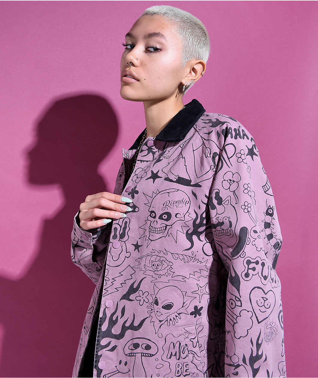 RIPNDIP We Dont Care Mauve Coaches Jacket