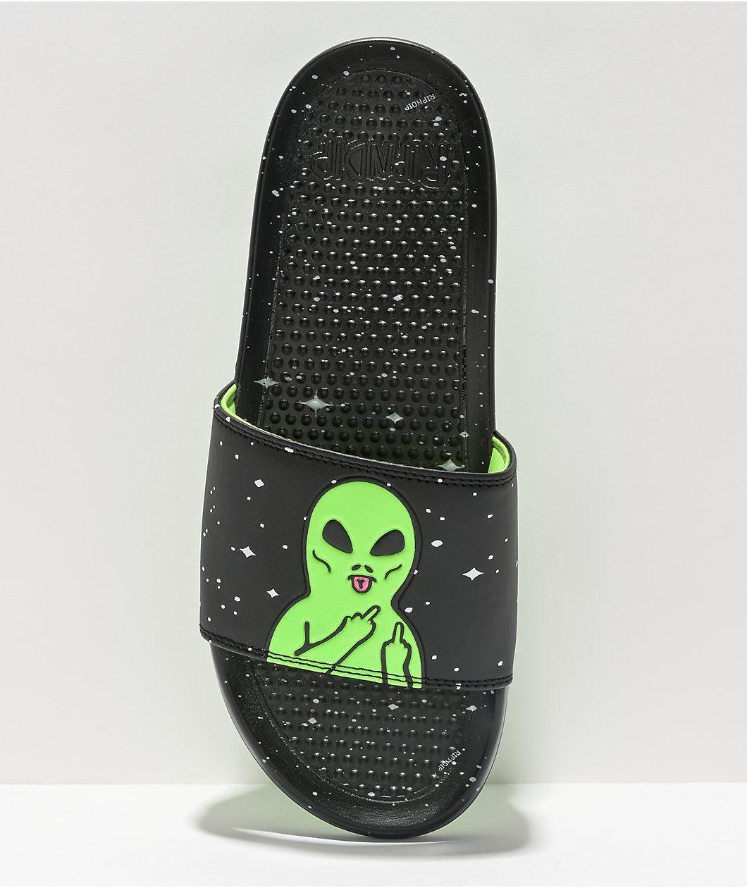RIPNDIP We Out Here Black & Neon Green Slide Sandals