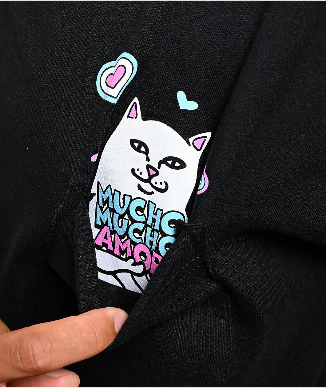 RIPNDIP x Walter Mercado Lord Nermal Mucho Mucho Amor Black Pocket T-Shirt