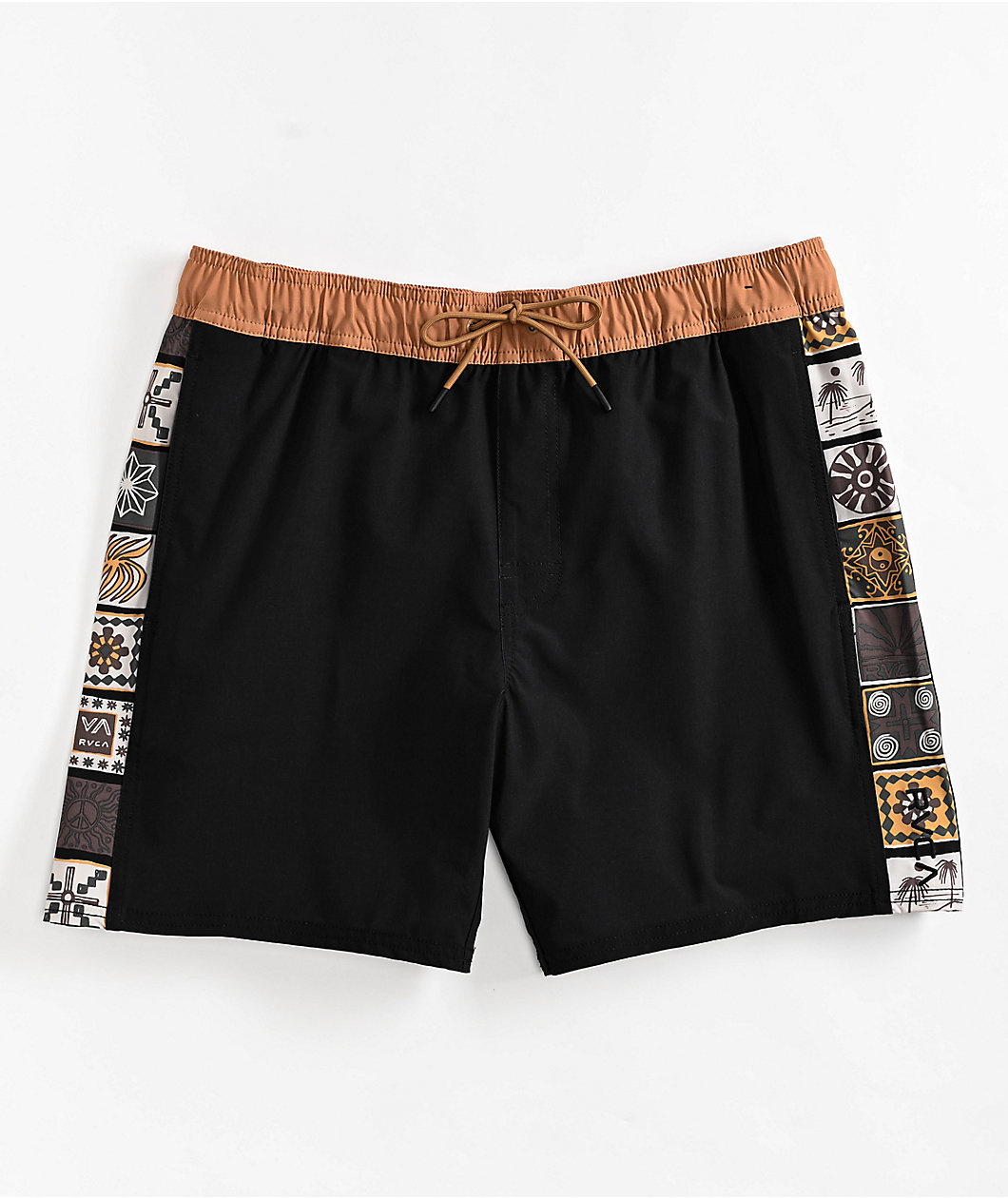 RVCA Apex Elastic Waist Black Camel Board Shorts