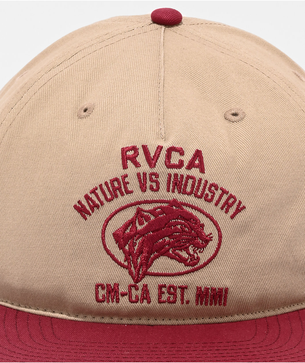 RVCA Sky Cat Red & Khaki Snapback Hat
