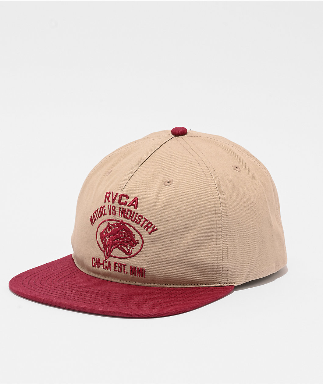 RVCA Sky Cat Red & Khaki Snapback Hat